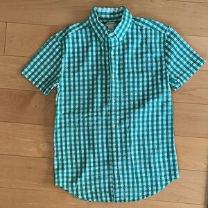 Crewcuts J Crew boys gingham cotton check button down shirt EUC 16